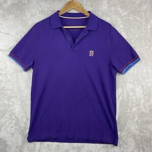 Giordano Men's Polo Shirt Size Large Purple Embroidered Lion Golf Blokecore